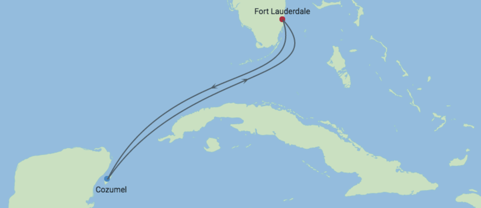 Voyage en boucle fermée de Fort Lauderdale au Mexique et retour